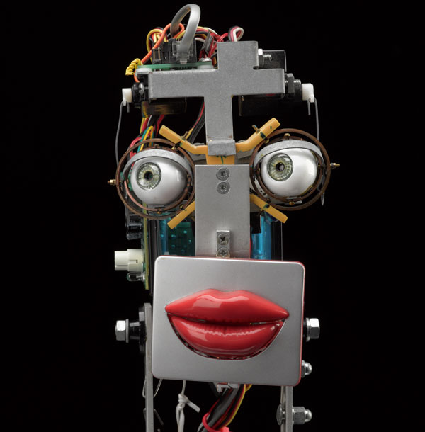  Inkha, a reactive robot head that tracks movement and speaks, built by Matthew Walker in 2003. 