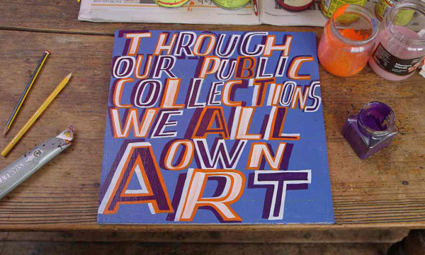  We All Own Art by Bob and Roberta Smith, a still from a film created to celebrate the launch of Art UK.   It was presented to the nation via the Parliamentary Art Collection at the end of the launch.