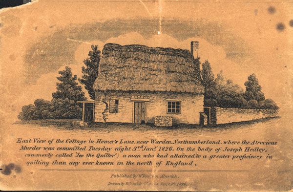 original yellowed postcard of Joe the Quilters cottage