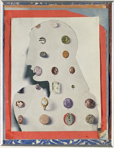 cut out of person dotted with precious stones in surrealist painting