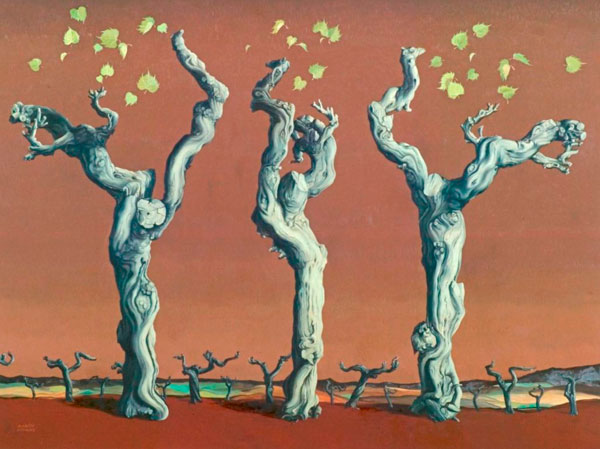 three tree like structures as painting