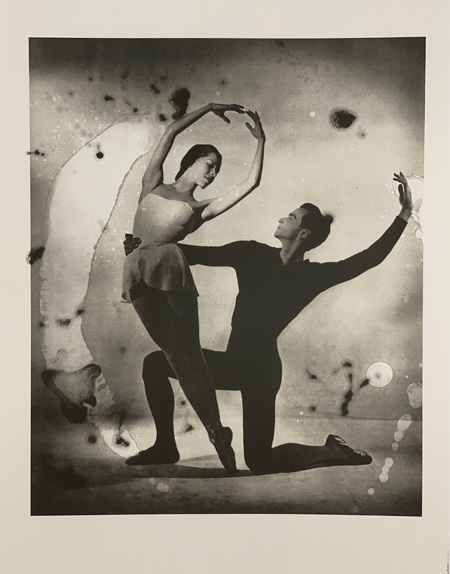 black and white photo of two ballet dancers