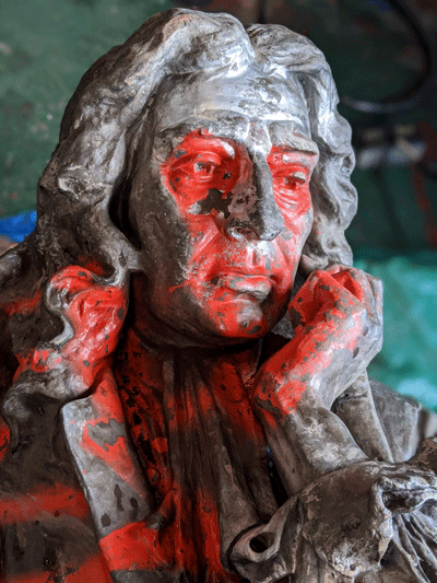 retrieved statue of edward colston smeared with red paint
