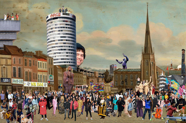 collage showing streets of birmingham