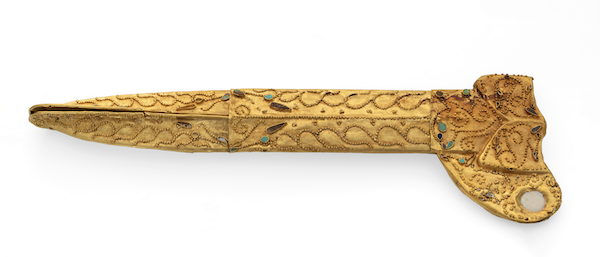 gold dagger sheath with turquoise precious stones inlaid