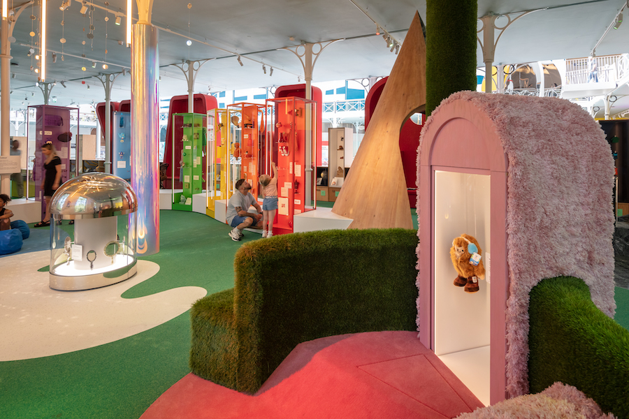 The Play Gallery has lots of textures for small babies to crawl over with green grass and soft pink fur displays.